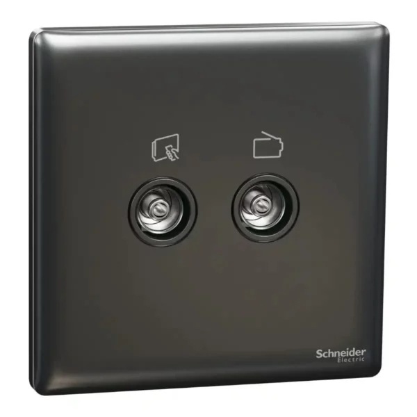Schneider TV/FM socket, Unica X, 2 gangs, with TV-R module, Dark Grey ,NUX32TVFMM_DG