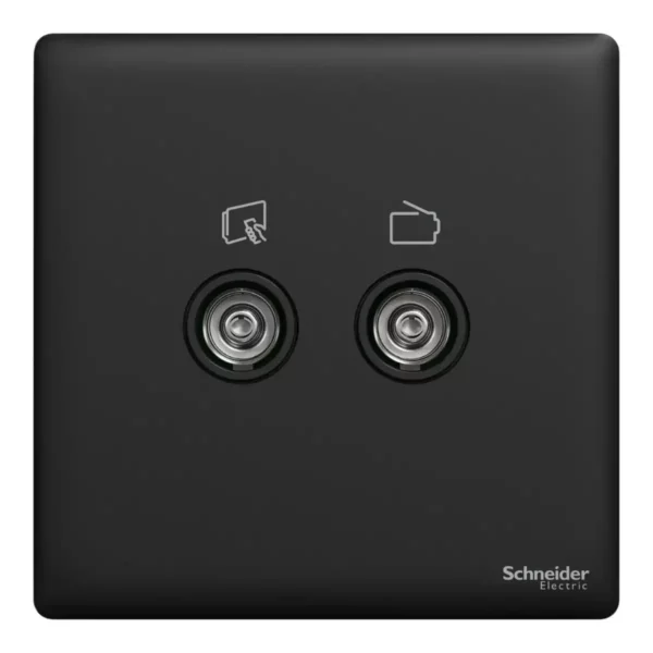 Schneider TV/FM socket, Unica X, 2 gangs, with TV-R module,Jet Black ,NUX32TVFMM_JB - Image 2