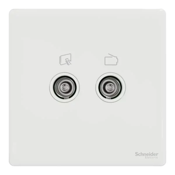 Schneider TV/FM socket, Unica X, 2 gangs, with TV-R module, Painted White ,NUX32TVFMM_PW - Image 2