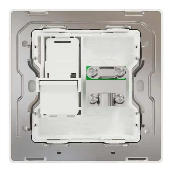 Schneider TV and telephone socket, Unica X, 2 gangs, shuttered, Painted White ,NUX32TVRJ4_PW - Image 3