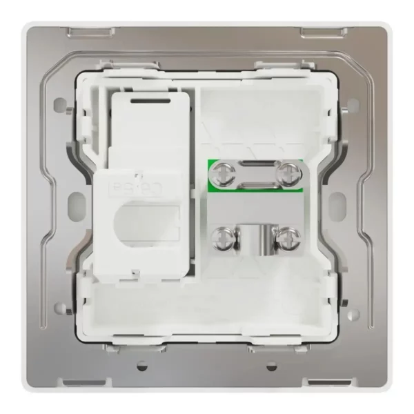 Schneider TV and Data socket, Unica X, 2 gangs, shuttered, Painted White ,NUX32TVRJ6_PW - Image 3