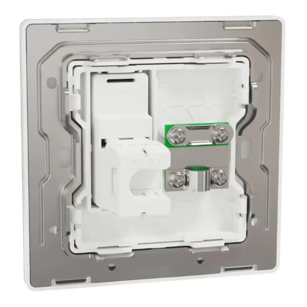 Schneider TV and Data socket, Unica X, 2 gangs, shuttered, Painted White ,NUX32TVRJ6_PW - Image 8