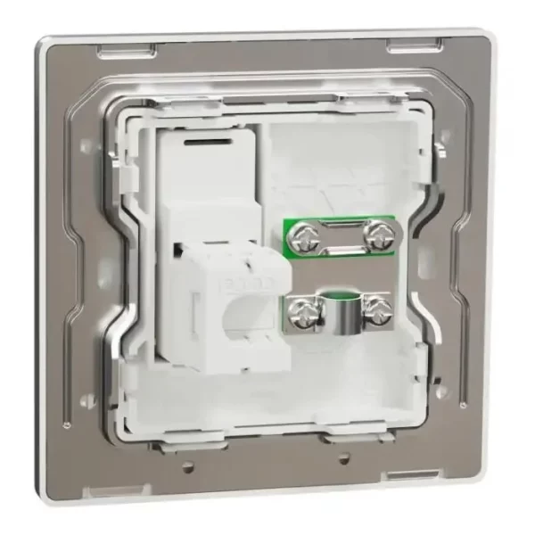 Schneider TV and Data socket, Unica X, 2 gangs, shuttered, Stainless Steel ,NUX32TVRJ6_SS - Image 8