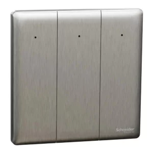 Schneider Switch, Unica X, 1 way, 16AX, 250V, 3 gangs, with LED, Stainless Steel ,NUX33_1N_SS