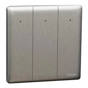 Schneider Switch, Unica X, 2 way, 16AX, 250V, 3 gangs, with LED, Stainless Steel ,NUX33_2N_SS