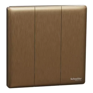 Schneider Momentary switch, Unica X, 10A, 250V, 3 gangs, Dark Bronze ,NUX33_PR_DB