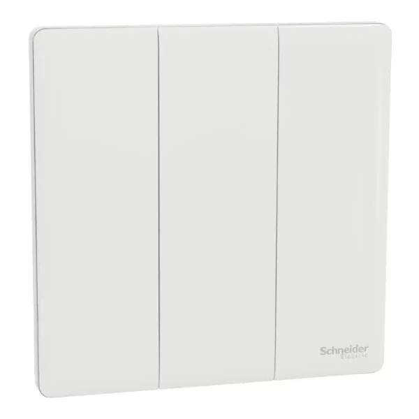 Schneider Momentary switch, Unica X, 10A, 250V, 3 gangs, Painted White ,NUX33_PR_PW