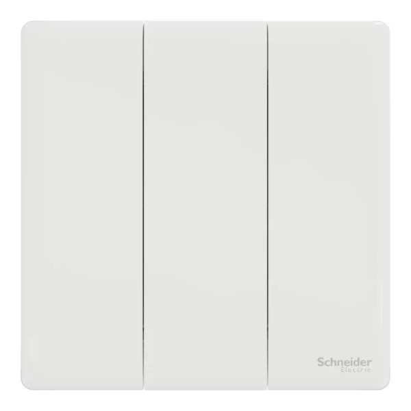 Schneider Momentary switch, Unica X, 10A, 250V, 3 gangs, Painted White ,NUX33_PR_PW - Image 2