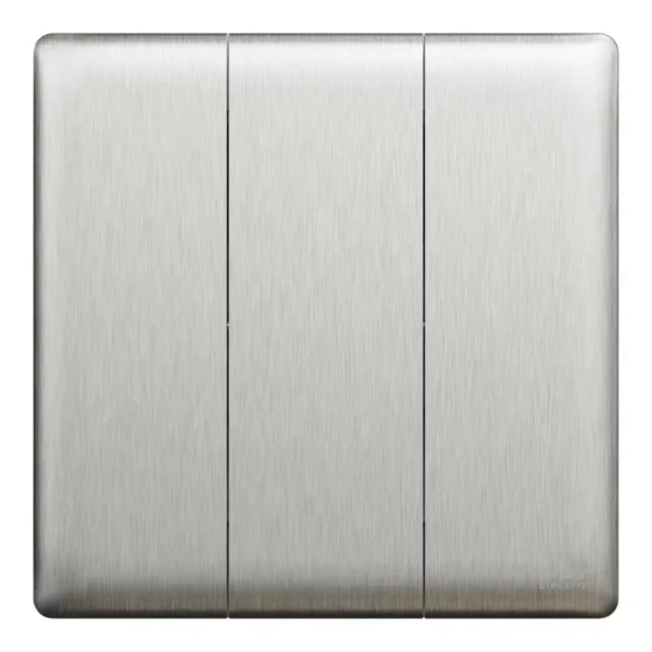 Schneider Momentary switch, Unica X, 10A, 250V, 3 gangs, Stainless Steel ,NUX33_PR_SS - Image 2