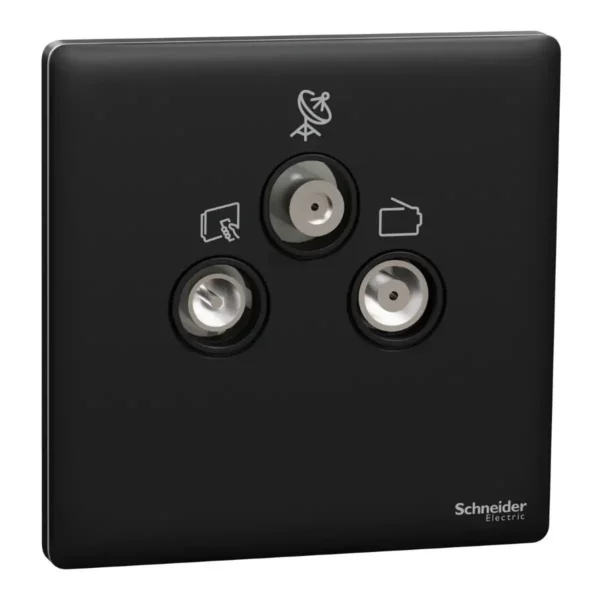 Schneider Master socket outlet, Unica X, with TV-SAT-R module,Jet Black ,NUX33SMATV_JB