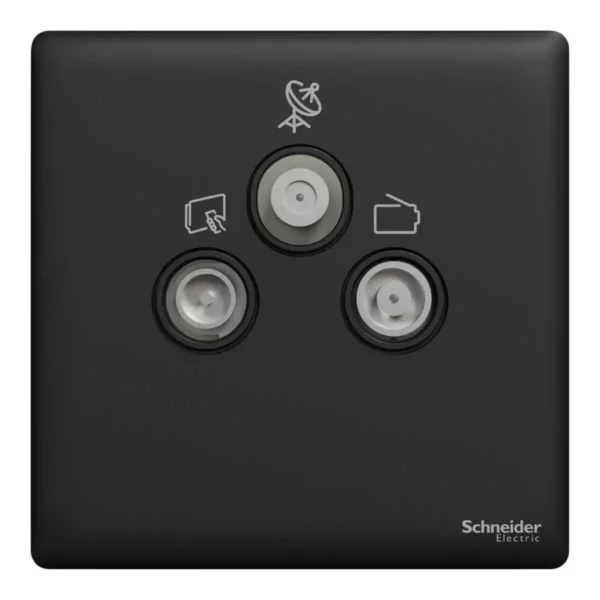 Schneider Master socket outlet, Unica X, with TV-SAT-R module,Jet Black ,NUX33SMATV_JB - Image 2