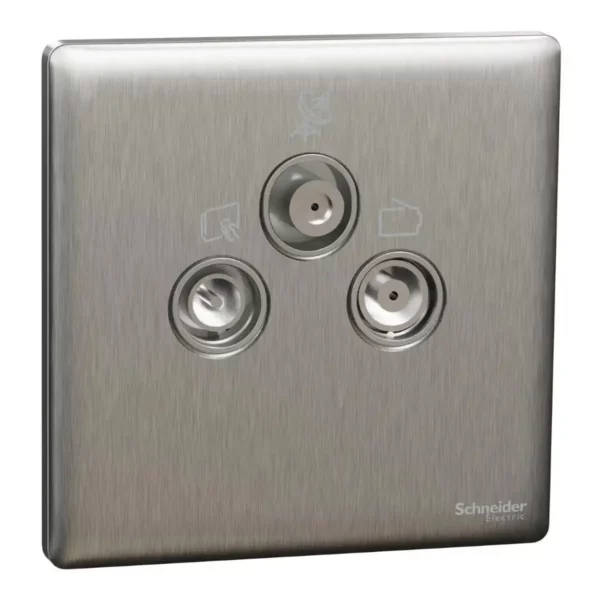 Schneider Master socket outlet, Unica X, with TV-SAT-R module, Stainless Steel ,NUX33SMATV_SS