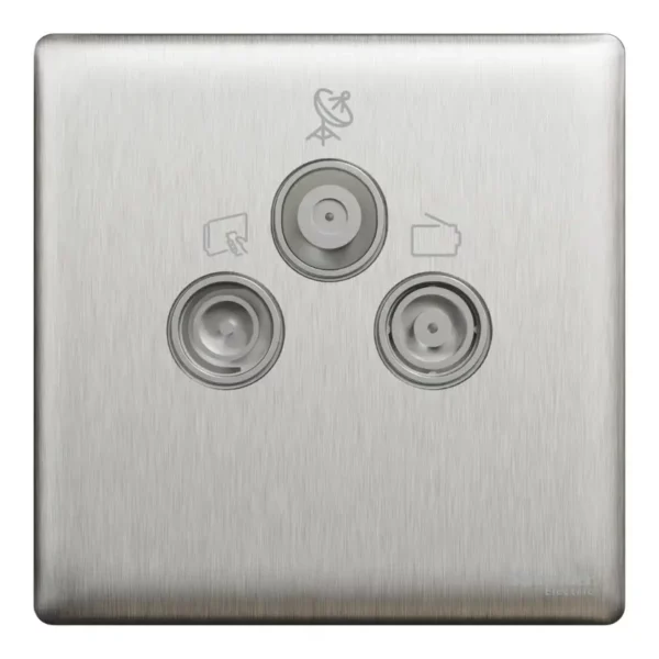 Schneider Master socket outlet, Unica X, with TV-SAT-R module, Stainless Steel ,NUX33SMATV_SS - Image 2