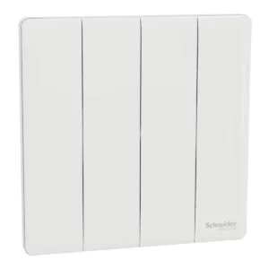Schneider Switch, Unica X, 1 way, 16AX, 250V, 4 gangs, Painted White ,NUX34_1_PW