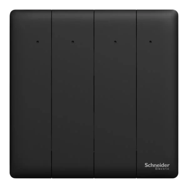 Schneider Switch, Unica X, 1 way, 16AX, 250V, 4 gangs, with LED,Jet Black ,NUX34_1N_JB - Image 2