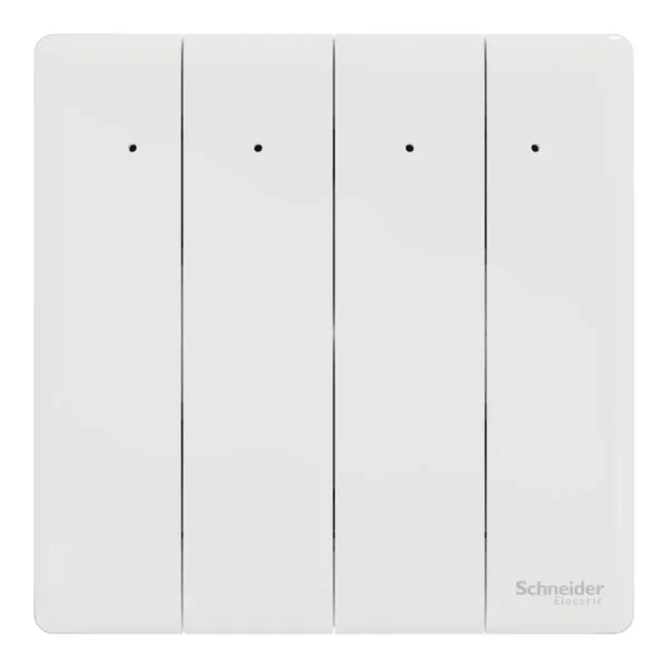 Schneider Switch, Unica X, 1 way, 16AX, 250V, 4 gangs, with LED, Painted White ,NUX34_1N_PW - Image 2