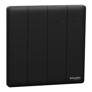 Schneider Switch, Unica X, 2 way, 16AX, 250V, 4 gangs, with LED,Jet Black ,NUX34_2N_JB