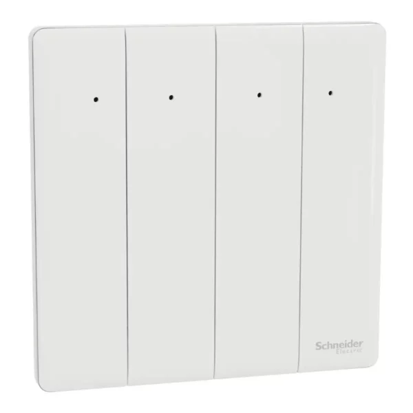 Schneider Switch, Unica X, 2 way, 16AX, 250V, 4 gangs, with LED, Painted White ,NUX34_2N_PW