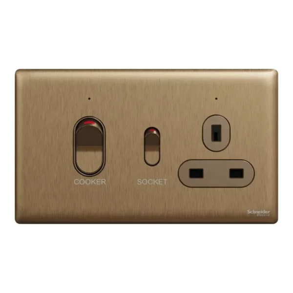 Schneider Cooker control unit, Unica X, 45A, 250V, 1 gang, 2 pole, Dark Bronze, NUXT15D45N_DB - Image 2