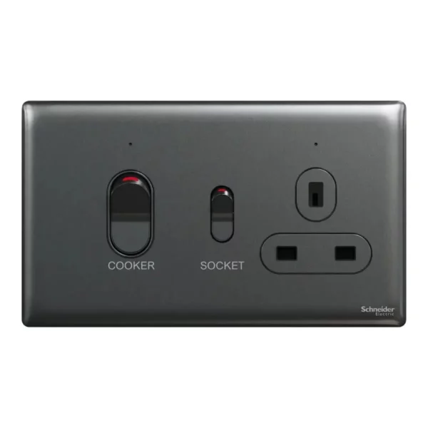 Schneider Cooker control unit, Unica X, 45A, 250V, 1 gang, 2 pole, Dark Grey ,NUXT15D45N_DG - Image 2