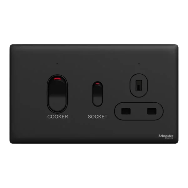 Schneider Cooker control unit, Unica X, 45A, 250V, 1 gang, 2 pole,Jet Black ,NUXT15D45N_JB - Image 2