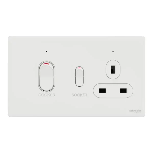 Schneider Cooker control unit, Unica X, 45A, 250V, 1 gang, 2 pole, Painted White ,NUXT15D45N_PW - Image 2