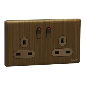 Schneider Switched socket, Unica X, 13A, 250V, 2 gangs, Antique Bronze ,NUXT25_AB