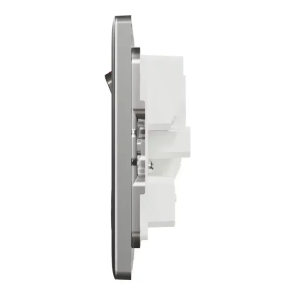 Schneider Switched socket, Unica X, 13A, 250V, 2 gangs, Stainless Steel ,NUXT25_SS - Image 4