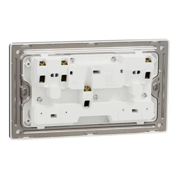 Schneider Switched socket, Unica X, 13A, 250V, 2 gangs, Stainless Steel ,NUXT25_SS - Image 8
