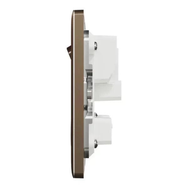 Schneider Switched socket, Unica X, 13A, 250V, 2 gangs, 2 pole, Dark Bronze ,NUXT25D_DB - Image 4