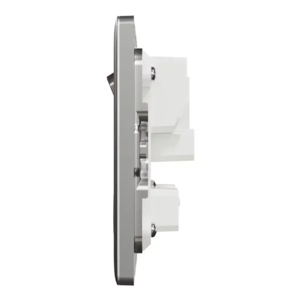 Schneider Switched socket, Unica X, 13A, 250V, 2 gangs, 2 pole, Stainless Steel ,NUXT25D_SS - Image 4