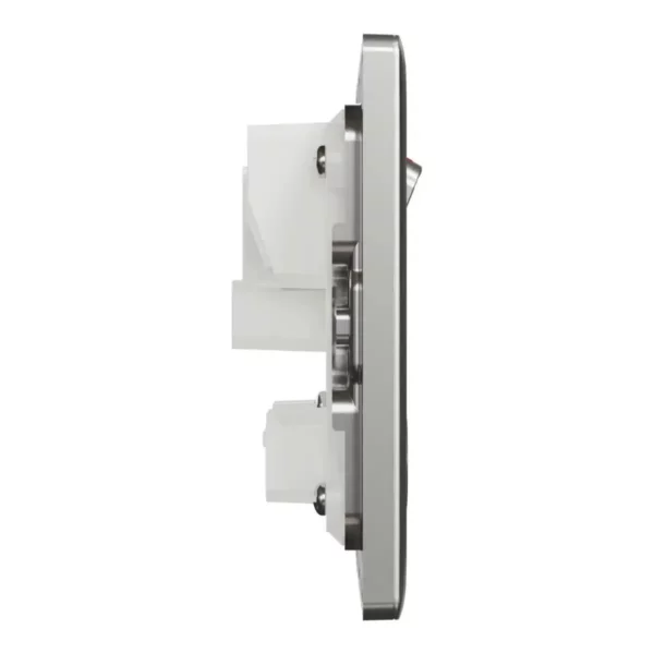 Schneider Switched socket, Unica X, 13A, 250V, 2 gangs, 2 pole, Stainless Steel ,NUXT25D_SS - Image 5