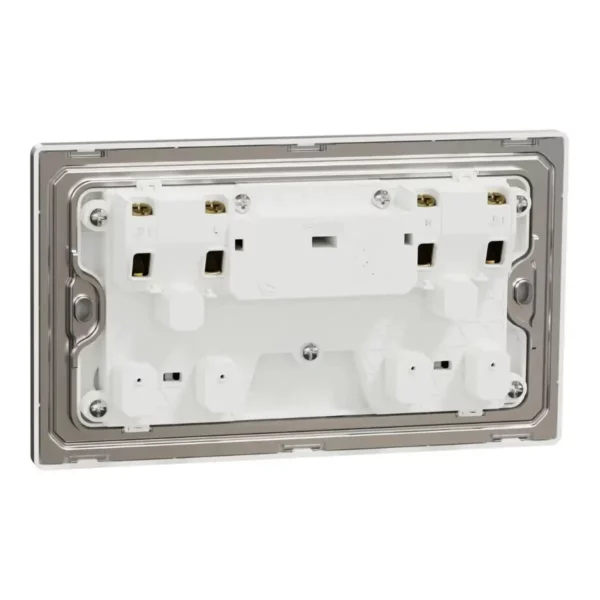 Schneider Switched socket, Unica X, 13A, 250V, 2 gangs, 2 pole, Stainless Steel ,NUXT25D_SS - Image 8
