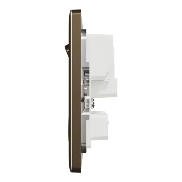 Schneider Switched socket, Unica X, 13A, 250V, 2 gangs, 2 pole, with LED, Antique Bronze, NUXT25DN_AB - Image 4