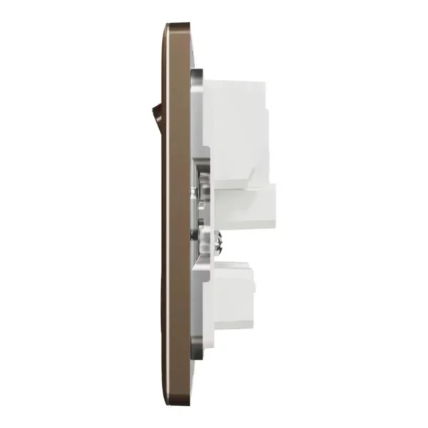 Schneider Switched socket, Unica X, 13A, 250V, 2 gangs, 2 pole, with LED, Dark Bronze, NUXT25DN_DB - Image 4