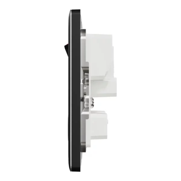 Schnider Switched socket, Unica X, 13A, 250V, 2 gangs, 2 pole, with LED,Jet Black, NUXT25DN_JB - Image 4