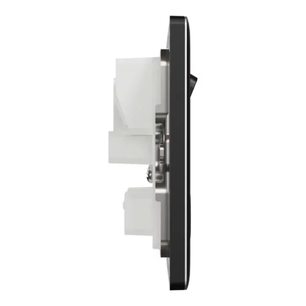 Schnider Switched socket, Unica X, 13A, 250V, 2 gangs, 2 pole, with LED,Jet Black, NUXT25DN_JB - Image 5