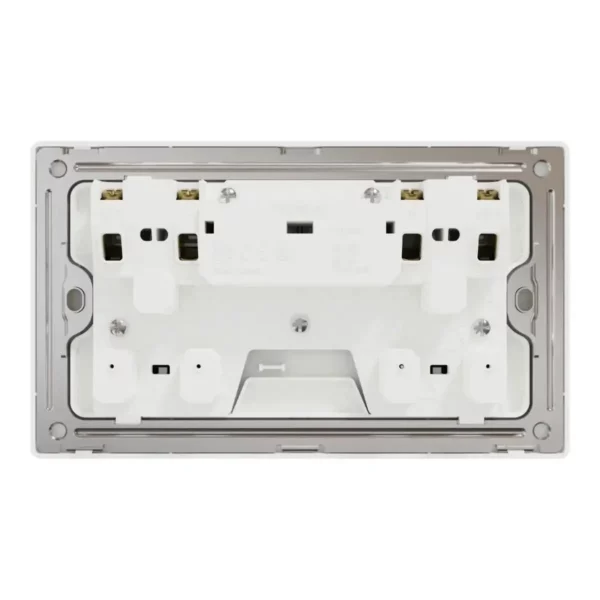 Schneider Switched socket, Unica X, 13A, 250V, 2 gangs, 2 pole, with LED, Painted White, NUXT25DN_PW - Image 3