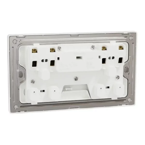 Schneider Switched socket, Unica X, 13A, 250V, 2 gangs, 2 pole, with LED, Painted White, NUXT25DN_PW - Image 8