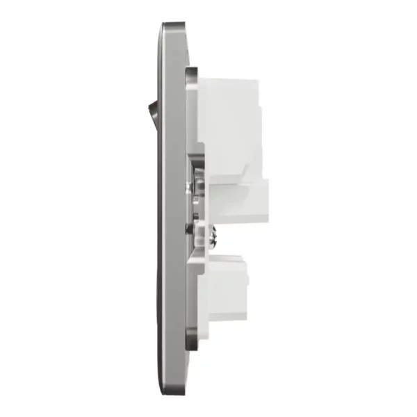 Schneider Switched socket, Unica X, 13A, 250V, 2 gangs, 2 pole, with LED, Stainless Steel, NUXT25DN_SS - Image 4