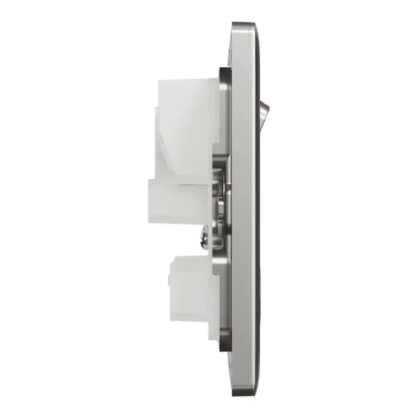 Schneider Switched socket, Unica X, 13A, 250V, 2 gangs, 2 pole, with LED, Stainless Steel, NUXT25DN_SS - Image 5