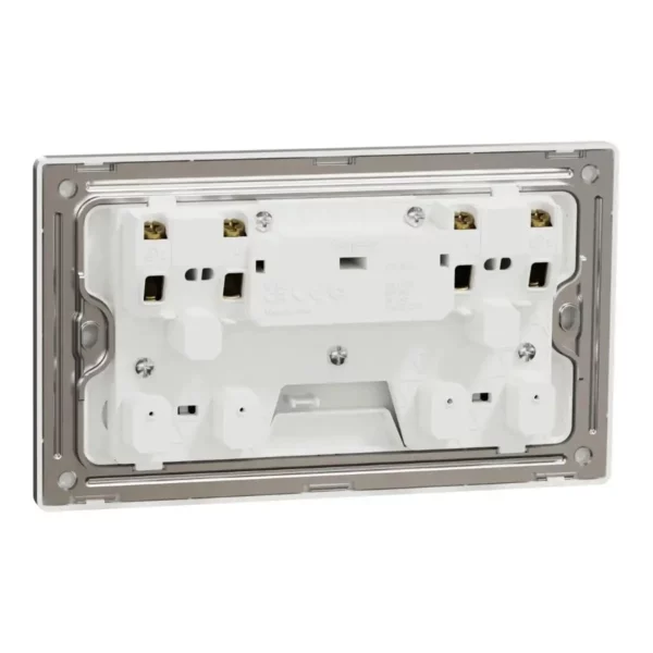 Schneider Switched socket, Unica X, 13A, 250V, 2 gangs, 2 pole, with LED, Stainless Steel, NUXT25DN_SS - Image 8