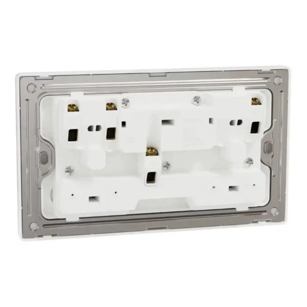 Schneider Switched socket, Unica X, 13A, 250V, 2 gangs, with LED, Painted White ,NUXT25N_PW - Image 8