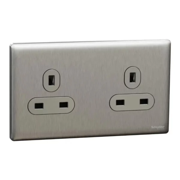Schneider Socket outlet, Unica X, 13A, 250V, Stainless Steel ,NUXT426_SS