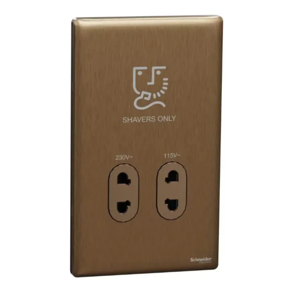 Schneider Shaver socket, Unica X, 115/230V, vertical, Dark Bronze ,NUXT727V_DB