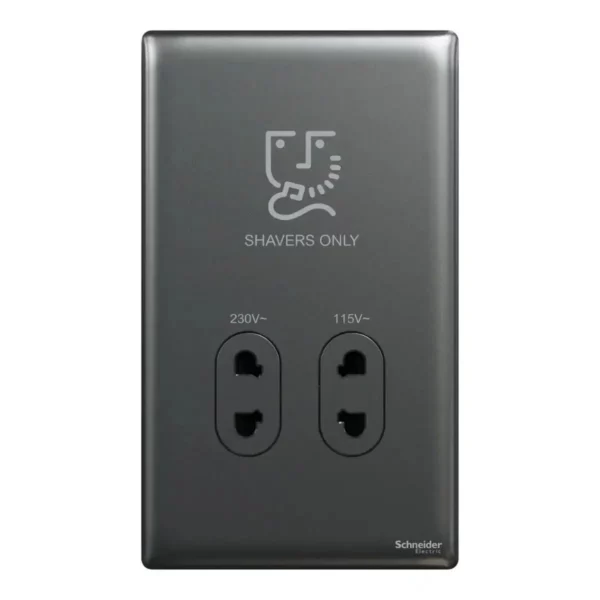 Schneider Shaver socket, Unica X, 115/230V, vertical, Dark Grey ,NUXT727V_DG - Image 2
