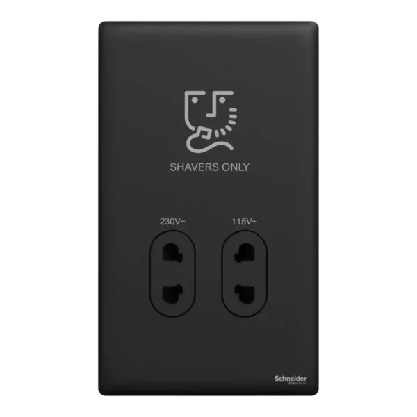 Schneider Shaver socket, Unica X, 115/230V, vertical,Jet Black ,NUXT727V_JB - Image 2