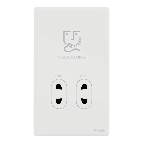 Schneider Shaver socket, Unica X, 115/230V, vertical, Painted White ,NUXT727V_PW - Image 2
