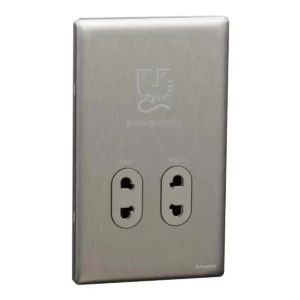 Schneider Shaver socket, Unica X, 115/230V, vertical, Stainless Steel ,NUXT727V_SS