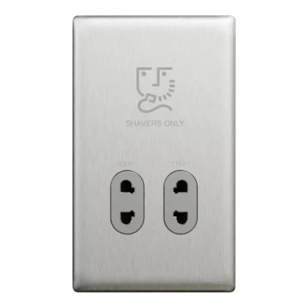 Schneider Shaver socket, Unica X, 115/230V, vertical, Stainless Steel ,NUXT727V_SS - Image 2